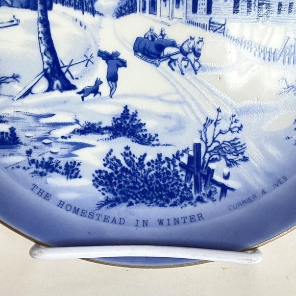 Currier Ives Price Import The Homestead In Winter American Scenes Plate Japan - Picture 2 of 6